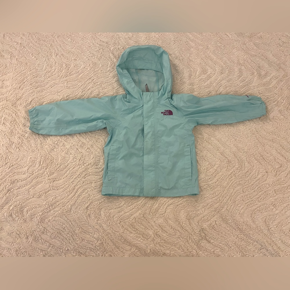 The North Face HyVent 4T Raincoat and windbreaker, light blue and purple